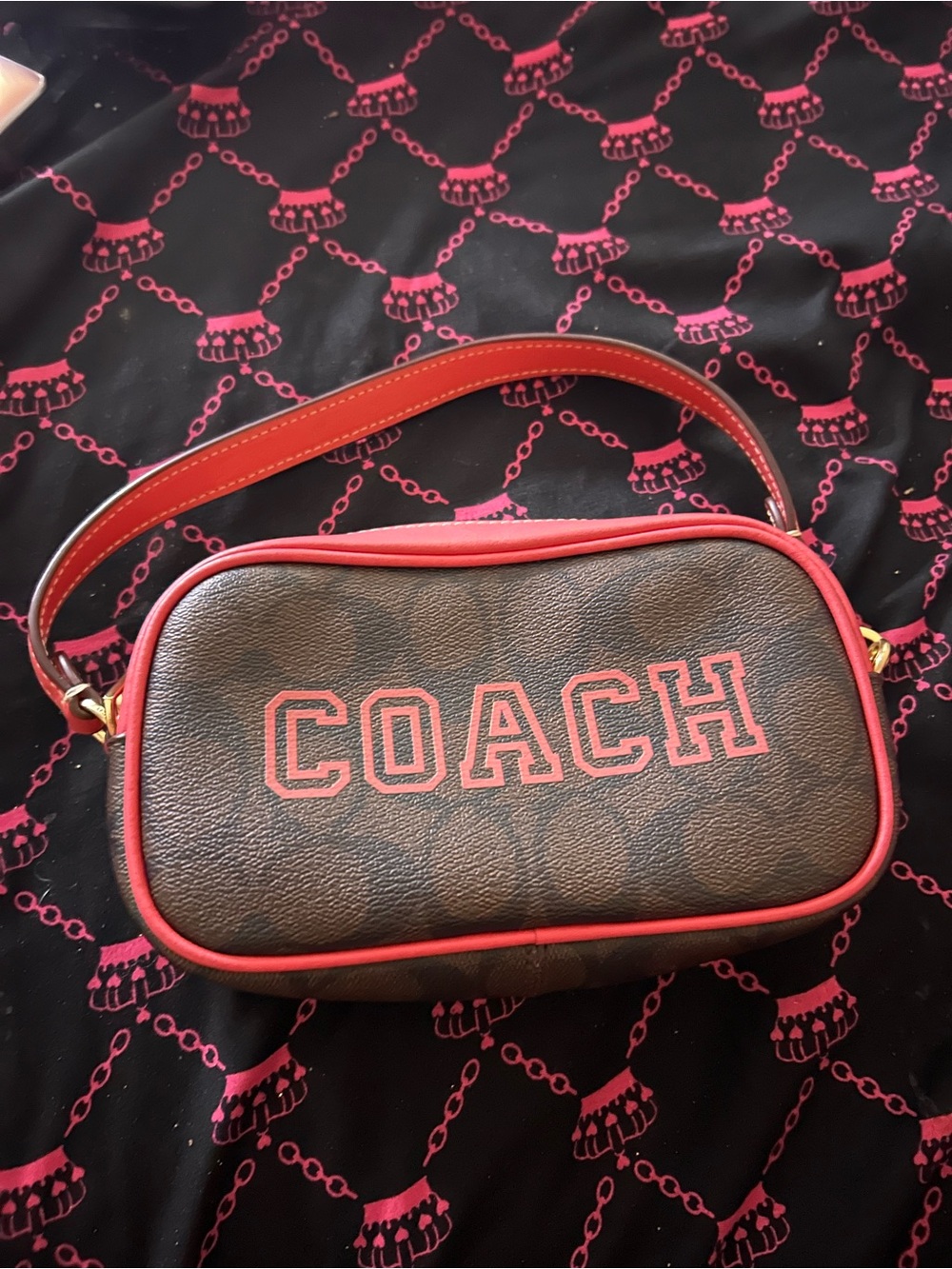 COACH Brown Leather Jamie Wristlet